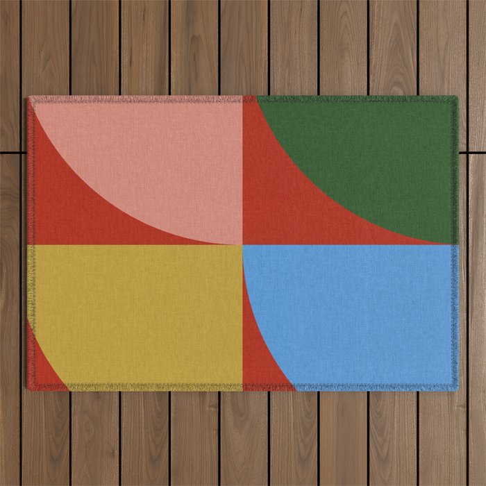 abstract retro vivid fall 6 Outdoor Rug Gallery Image 1