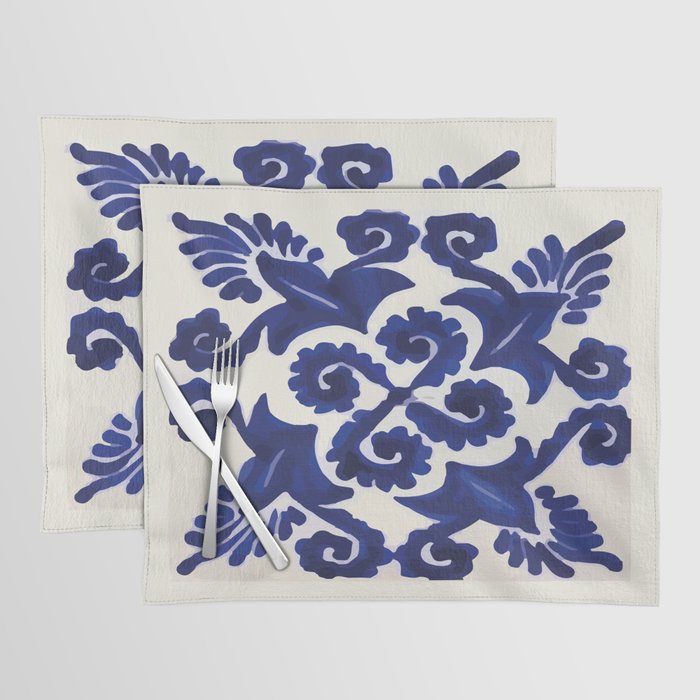 Talavera mexican tile traditional blue ceramic mosaic Placemat Gallery Image 1