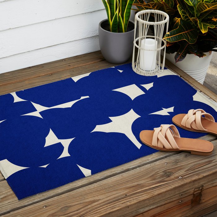 Abstract Blue shape Outdoor Rug Gallery Image 2