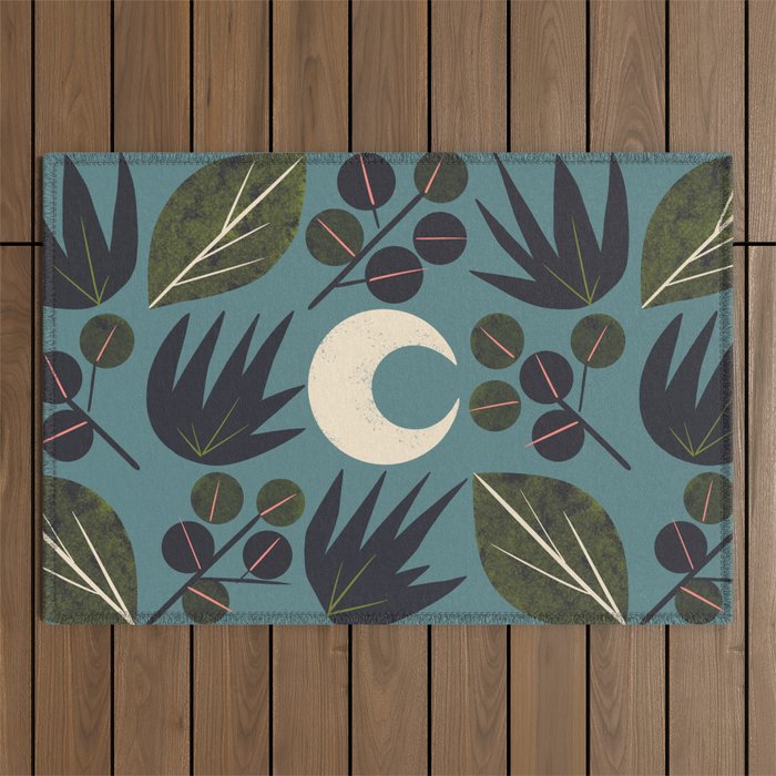 Moonlit Leaves Grid Outdoor Rug Gallery Image 1