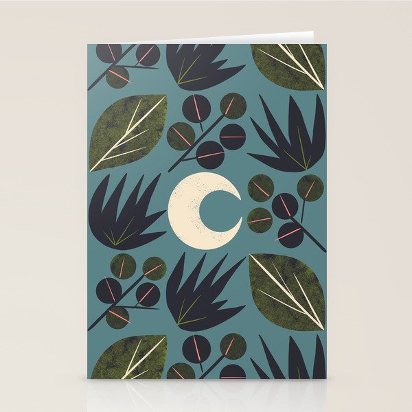 Moonlit Leaves Grid Stationery Card Gallery Image 1