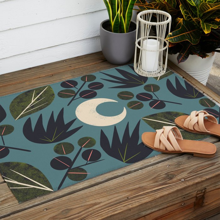Moonlit Leaves Grid Outdoor Rug Gallery Image 2