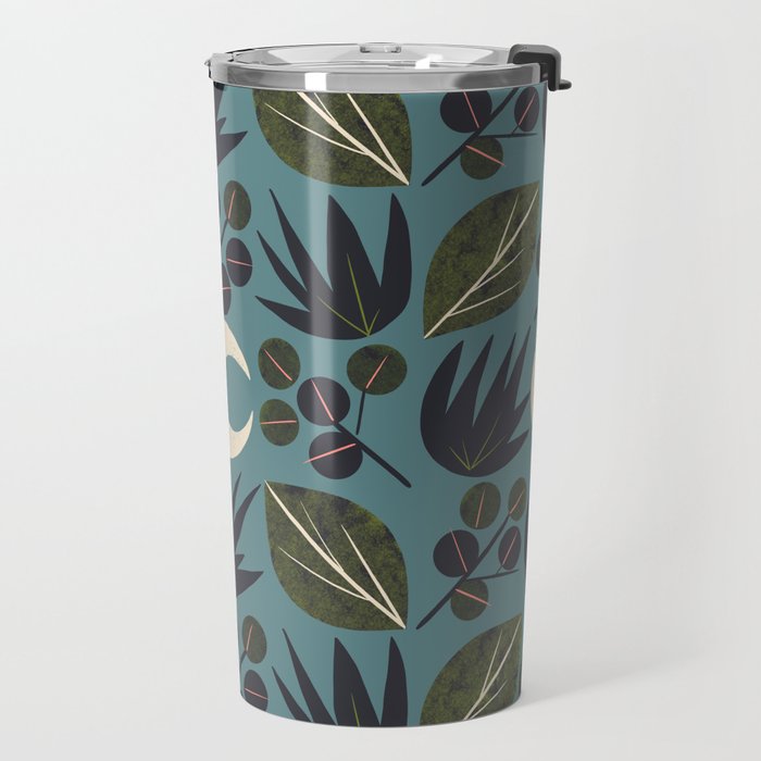 Moonlit Leaves Grid Travel Mug Gallery Image 2