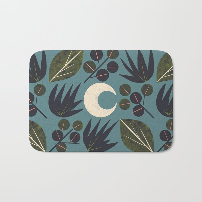 Moonlit Leaves Grid Bath Mat Gallery Image 1