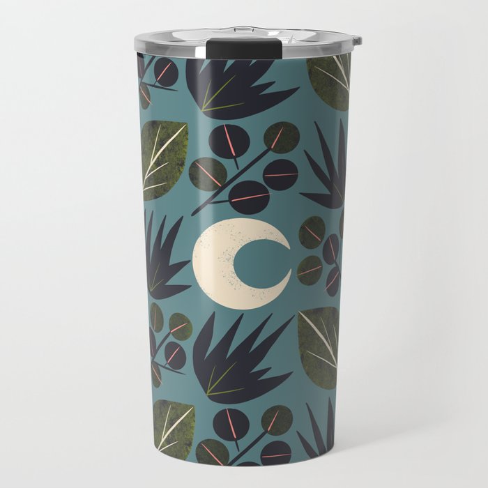 Moonlit Leaves Grid Travel Mug Gallery Image 1