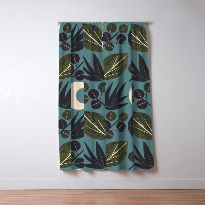 Moonlit Leaves Grid Window Curtain Gallery Image 3