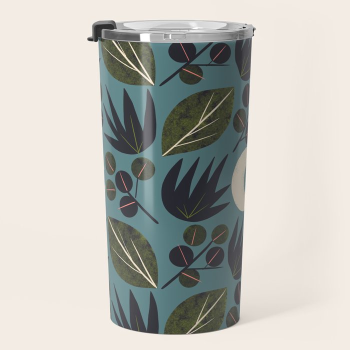 Moonlit Leaves Grid Travel Mug Gallery Image 3