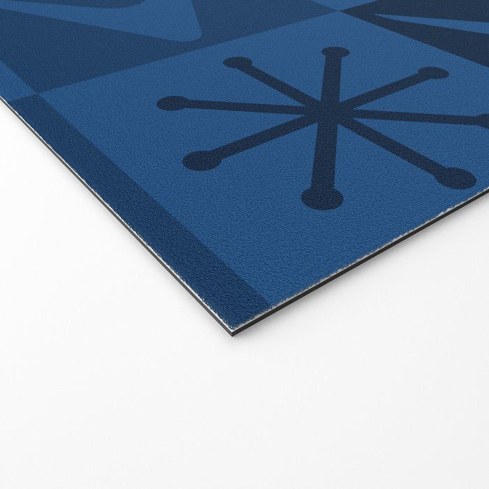 Atomic Age Art Checkered Boomerangs Dark Blue Welcome Mat Gallery Image 2