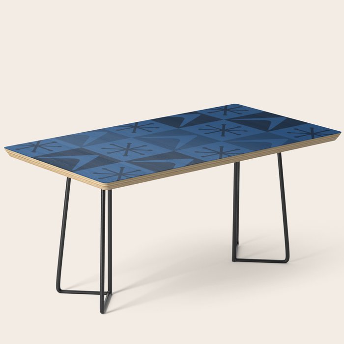Atomic Age Art Checkered Boomerangs Dark Blue Coffee Table Gallery Image 1