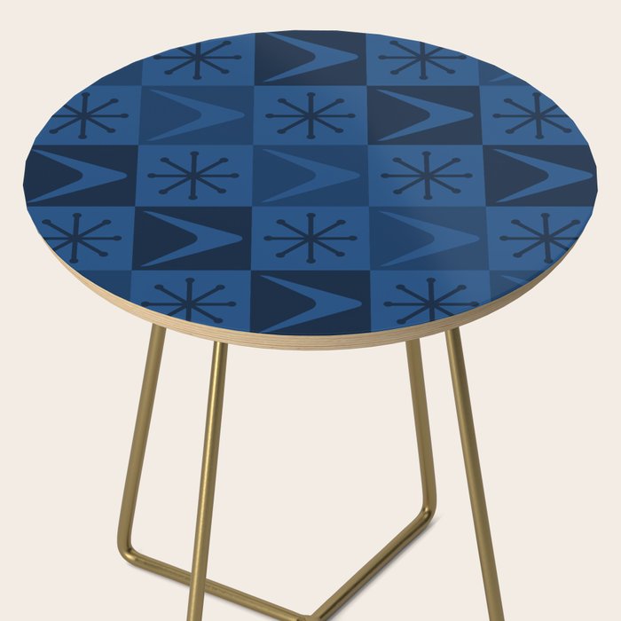 Atomic Age Art Checkered Boomerangs Dark Blue Side Table Gallery Image 2
