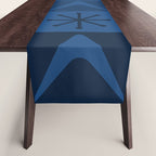 Atomic Age Art Checkered Boomerangs Dark Blue Table Runner Gallery Image 1