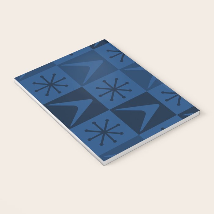 Atomic Age Art Checkered Boomerangs Dark Blue Notebook Gallery Image 3