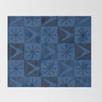 Atomic Age Art Checkered Boomerangs Dark Blue Throw Blanket Gallery Image 2