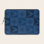 Atomic Age Art Checkered Boomerangs Dark Blue Laptop Sleeve Gallery Image 1