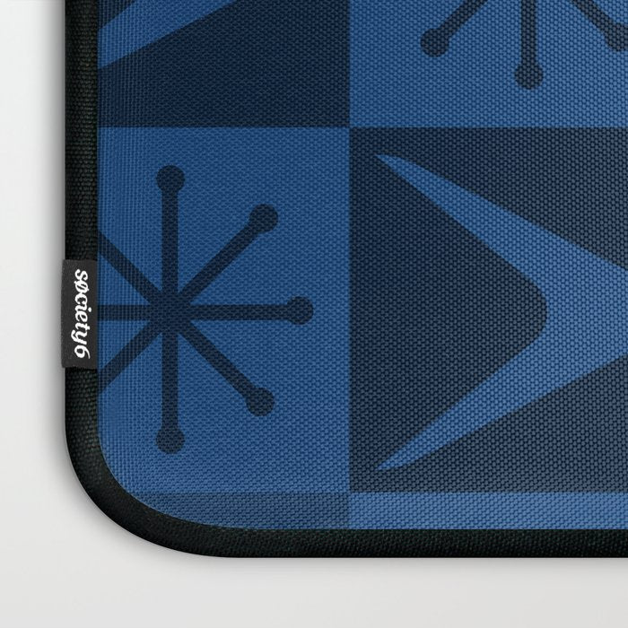 Atomic Age Art Checkered Boomerangs Dark Blue Laptop Sleeve Gallery Image 3