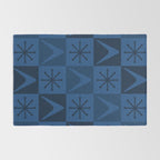 Atomic Age Art Checkered Boomerangs Dark Blue Rug Gallery Image 2
