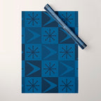 Atomic Age Art Checkered Boomerangs Dark Blue Wrapping Paper Gallery Image 1