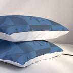 Atomic Age Art Checkered Boomerangs Dark Blue Pillow Sham Gallery Image 3