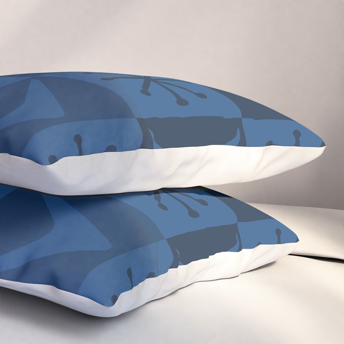 Atomic Age Art Checkered Boomerangs Dark Blue Pillow Sham Gallery Image 3