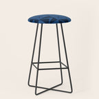 Atomic Age Art Checkered Boomerangs Dark Blue Stool Gallery Image 1