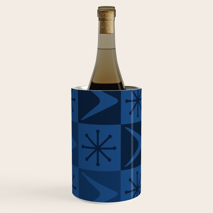 Atomic Age Art Checkered Boomerangs Dark Blue Wine Chiller Gallery Image 3