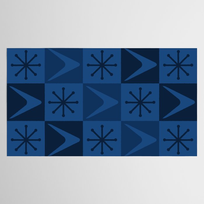 Atomic Age Art Checkered Boomerangs Dark Blue Tablecloth Gallery Image 2