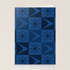 Atomic Age Art Checkered Boomerangs Dark Blue Stationery Card Gallery Image 2