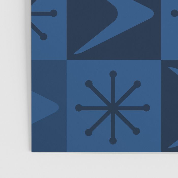 Atomic Age Art Checkered Boomerangs Dark Blue Poster Gallery Image 3