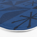 Atomic Age Art Checkered Boomerangs Dark Blue Bath Mat Gallery Image 3