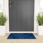 Atomic Age Art Checkered Boomerangs Dark Blue Welcome Mat Gallery Image 3