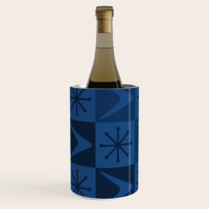 Atomic Age Art Checkered Boomerangs Dark Blue Wine Chiller Gallery Image 2