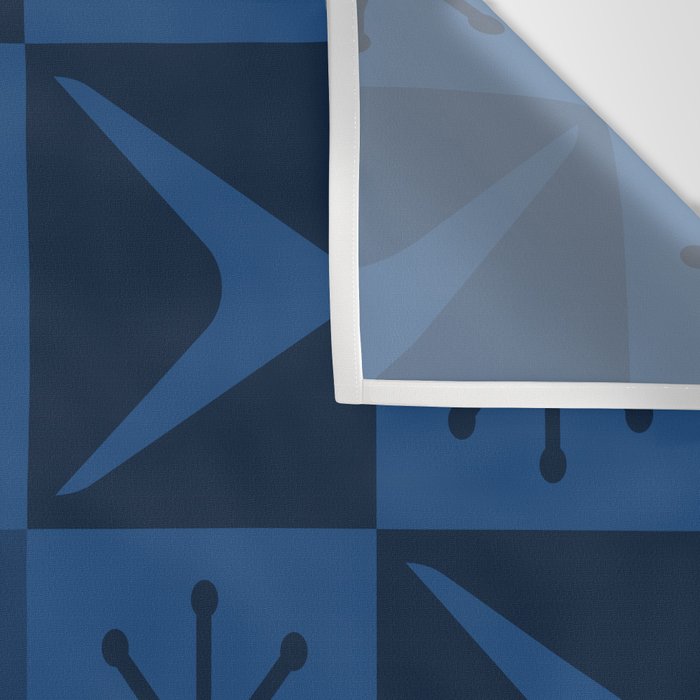 Atomic Age Art Checkered Boomerangs Dark Blue Wall Tapestry Gallery Image 3