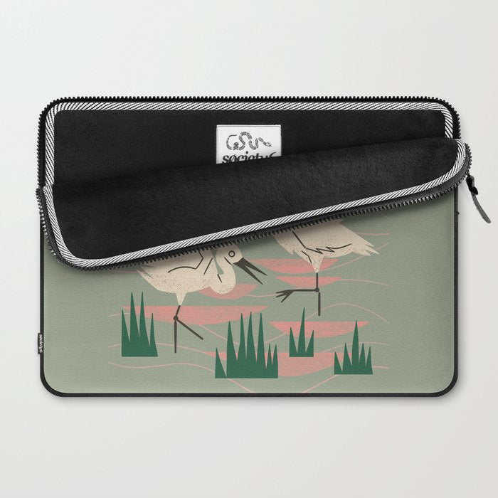 Cranes Wading At Sunset (Sage) Laptop Sleeve Gallery Image 2