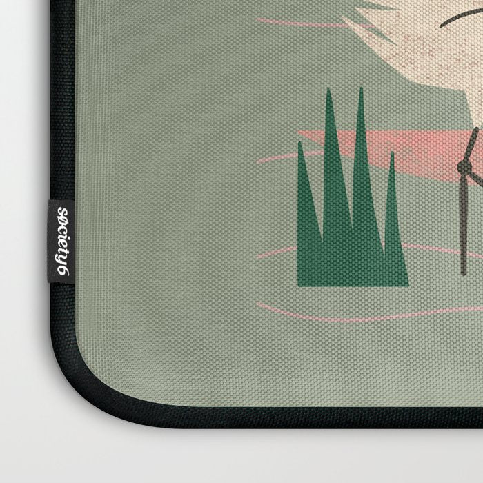 Cranes Wading At Sunset (Sage) Laptop Sleeve Gallery Image 3