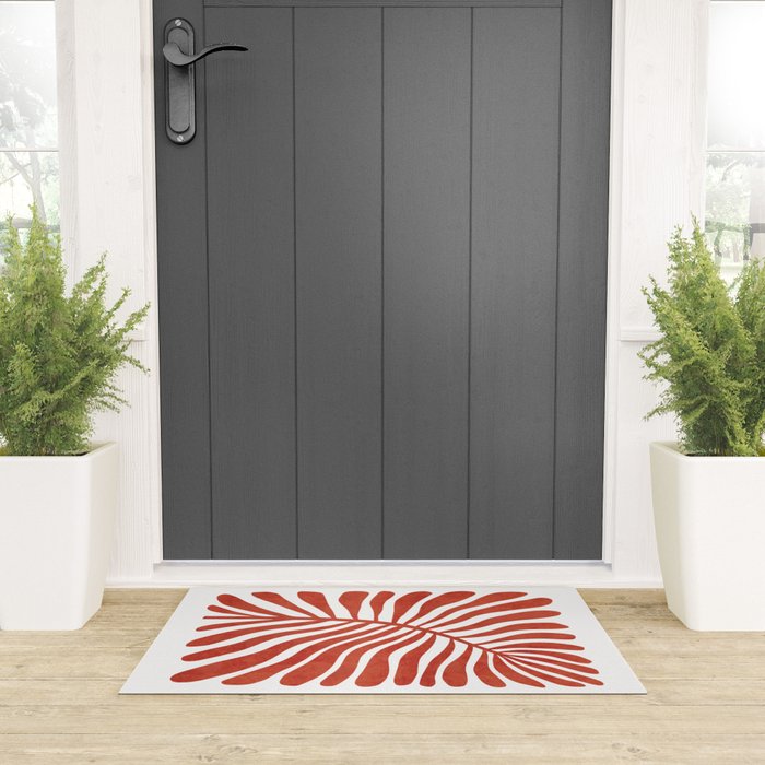 Terracotta abstract leaf Welcome Mat Gallery Image 3
