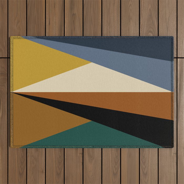 Geometric Triangles V Bold Vintage Outdoor Rug Gallery Image 1
