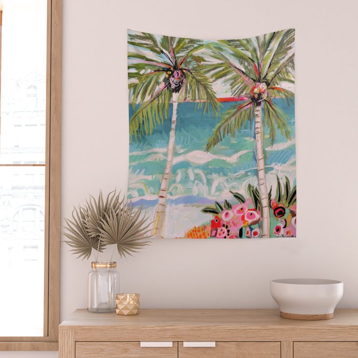 Two Island Palm Trees Wall Tapestry Gallery Image 2