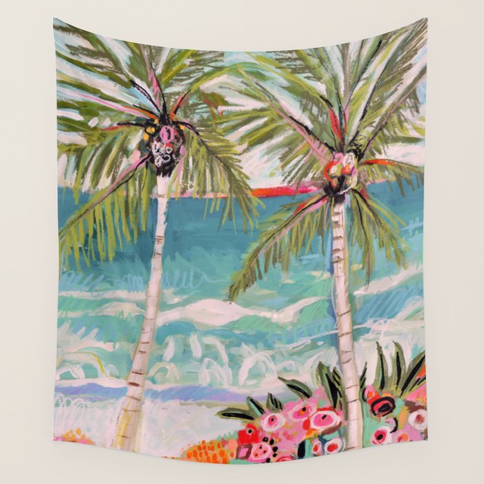 Two Island Palm Trees Wall Tapestry Gallery Image 4