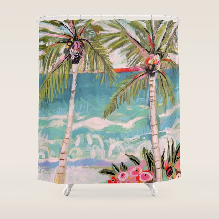 Two Island Palm Trees Shower Curtain Gallery Image 1