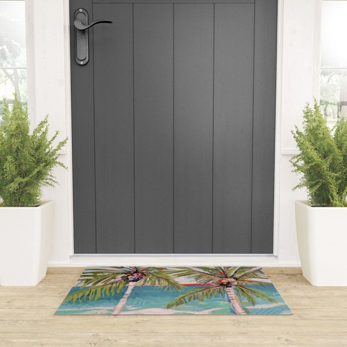 Two Island Palm Trees Welcome Mat Gallery Image 3