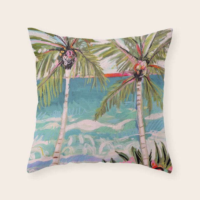Two Island Palm Trees Throw Pillow Gallery Image 6