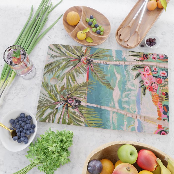 Two Island Palm Trees Cutting Board Gallery Image 2