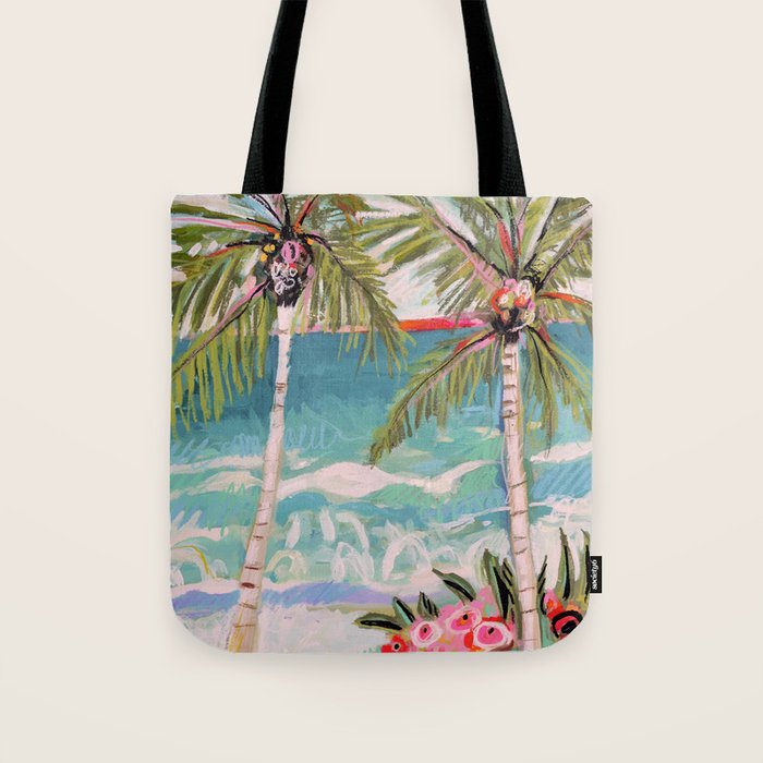 Two Island Palm Trees Tote Bag Gallery Image 1