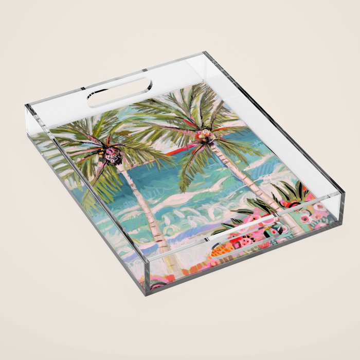 Two Island Palm Trees Acrylic Tray Gallery Image 1