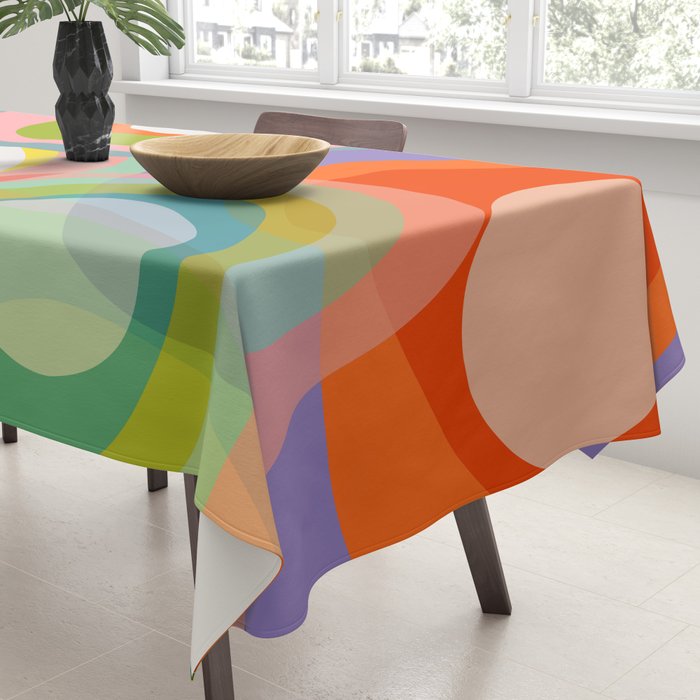 mid mod organic shapes abstract summer Tablecloth Gallery Image 3