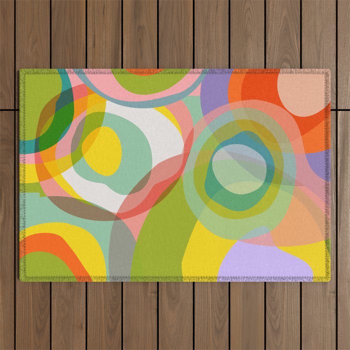 mid mod organic shapes abstract summer Outdoor Rug Gallery Image 1