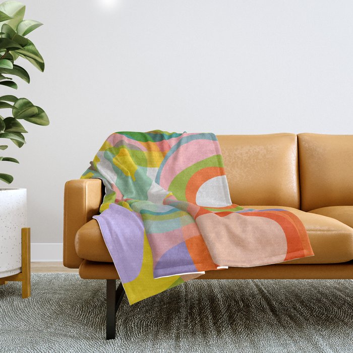 mid mod organic shapes abstract summer Throw Blanket Gallery Image 1