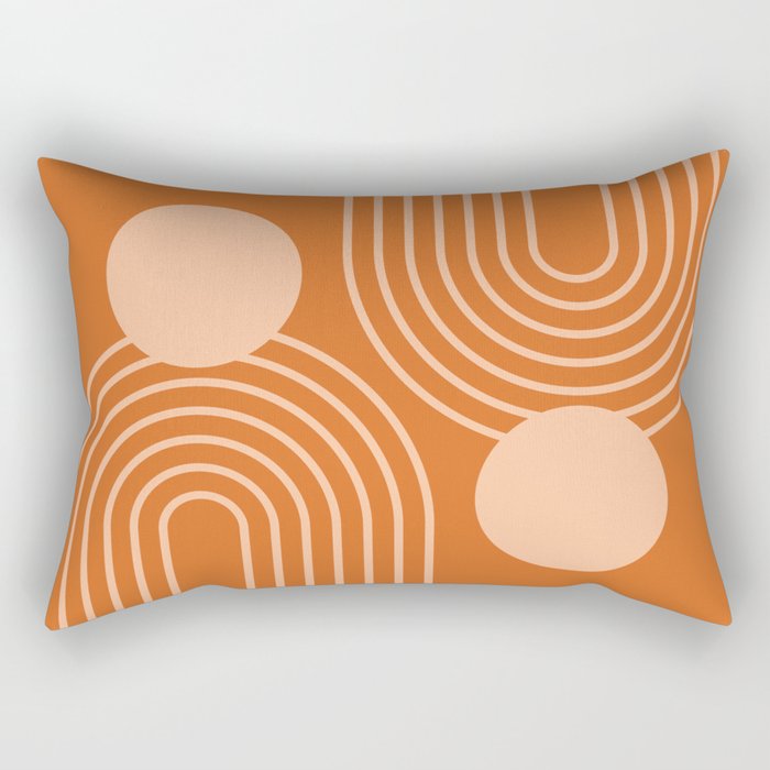 Mid Century Modern Geometric 194 in Orange Shades Rectangular Pillow Gallery Image 2