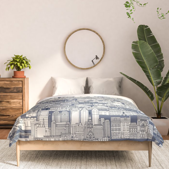 Philadelphia toile blue indigo Comforter Gallery Image 3