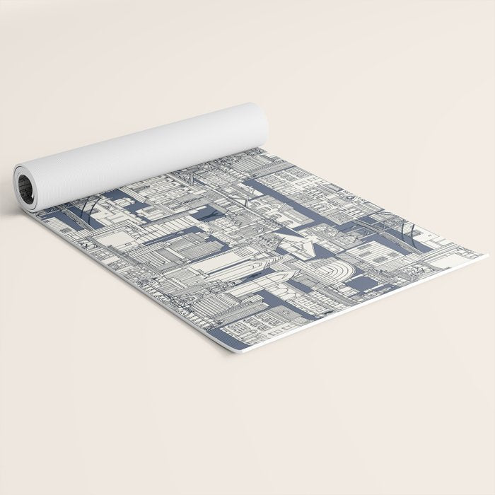 Philadelphia toile blue indigo Yoga Mat Gallery Image 2